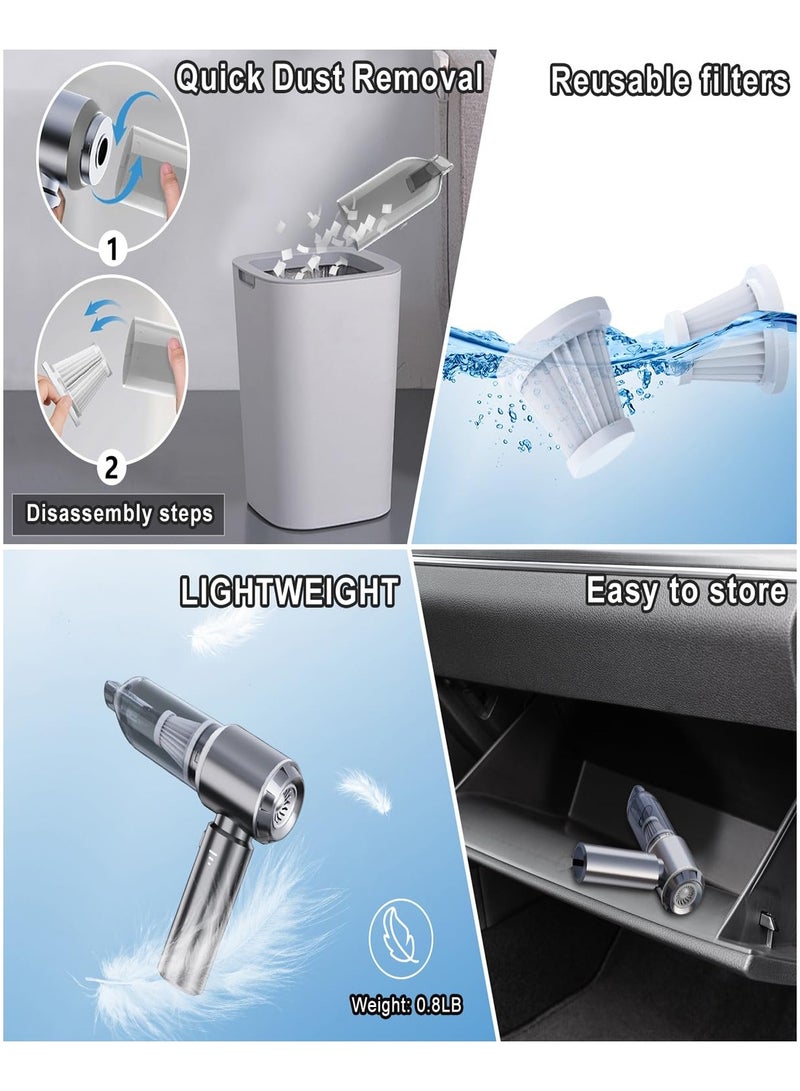 SUITU 16000PA High Power Car Vacuum Cleaner Portable Cordless Mini Vacuum Cleaner 4 in 1 Compressed Air Dust Collector, Blower, Handheld Vacuum Cleaner with Brushless Motor for Car, Home, Office, Camping - Image 5