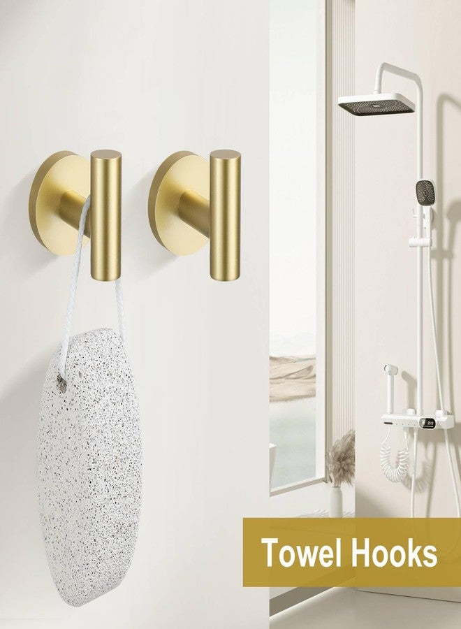 soaez Brushed Gold Round 5-Piece Towel Bar Set Bathroom Hardware Accessories Set Upgraded Toilet Paper Holder Towel Holder Set for Bathroom Stainless Steel Wall Mounted 23.6 in - Image 5