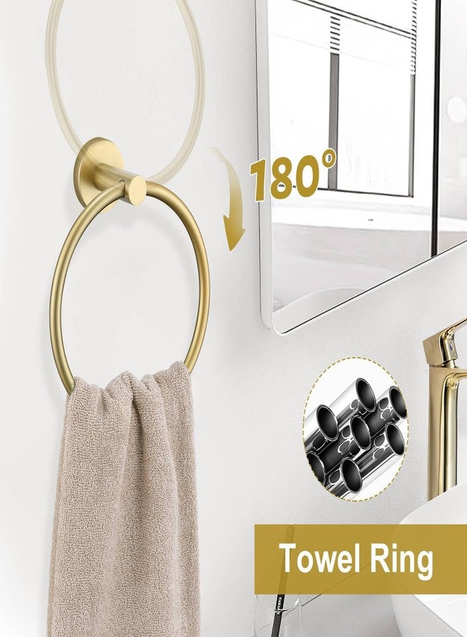 soaez Brushed Gold Round 5-Piece Towel Bar Set Bathroom Hardware Accessories Set Upgraded Toilet Paper Holder Towel Holder Set for Bathroom Stainless Steel Wall Mounted 23.6 in - Image 4
