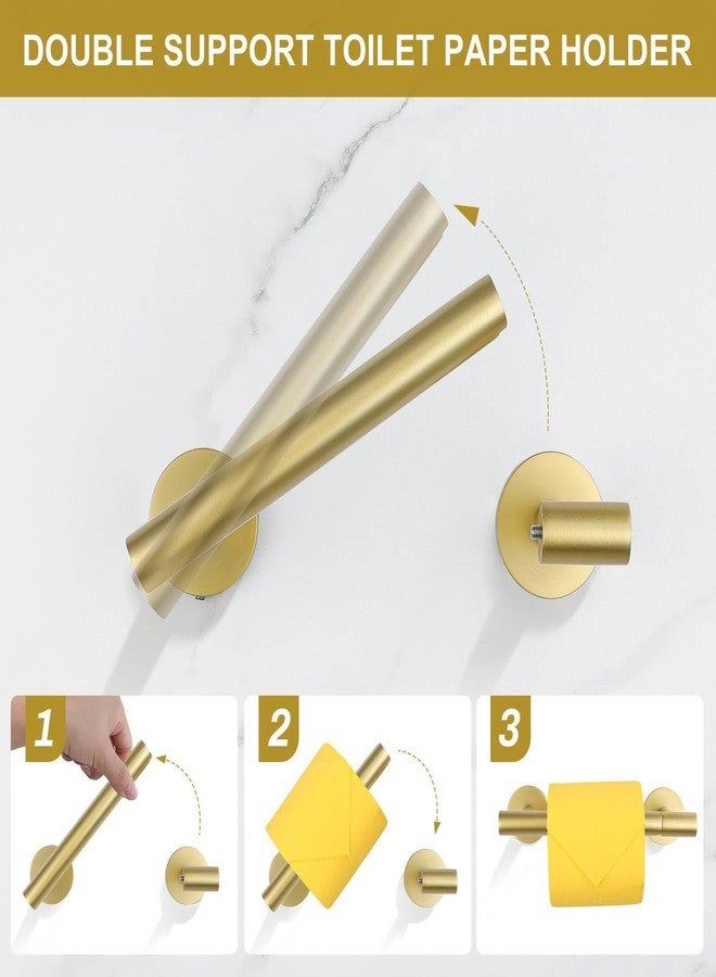 soaez Brushed Gold Round 5-Piece Towel Bar Set Bathroom Hardware Accessories Set Upgraded Toilet Paper Holder Towel Holder Set for Bathroom Stainless Steel Wall Mounted 23.6 in - Image 2