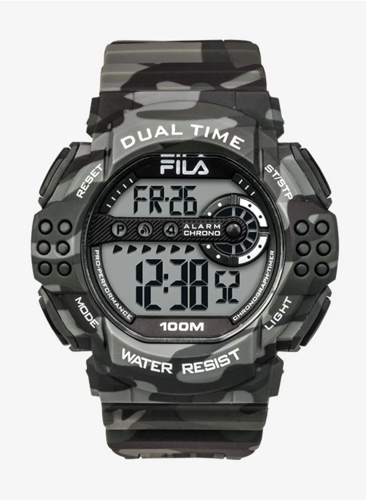 FILA FILA ADULT UNISEX DIGITAL WATCH PLASTIC CASE BLACK PLASTIC STRAP, 38-171-002