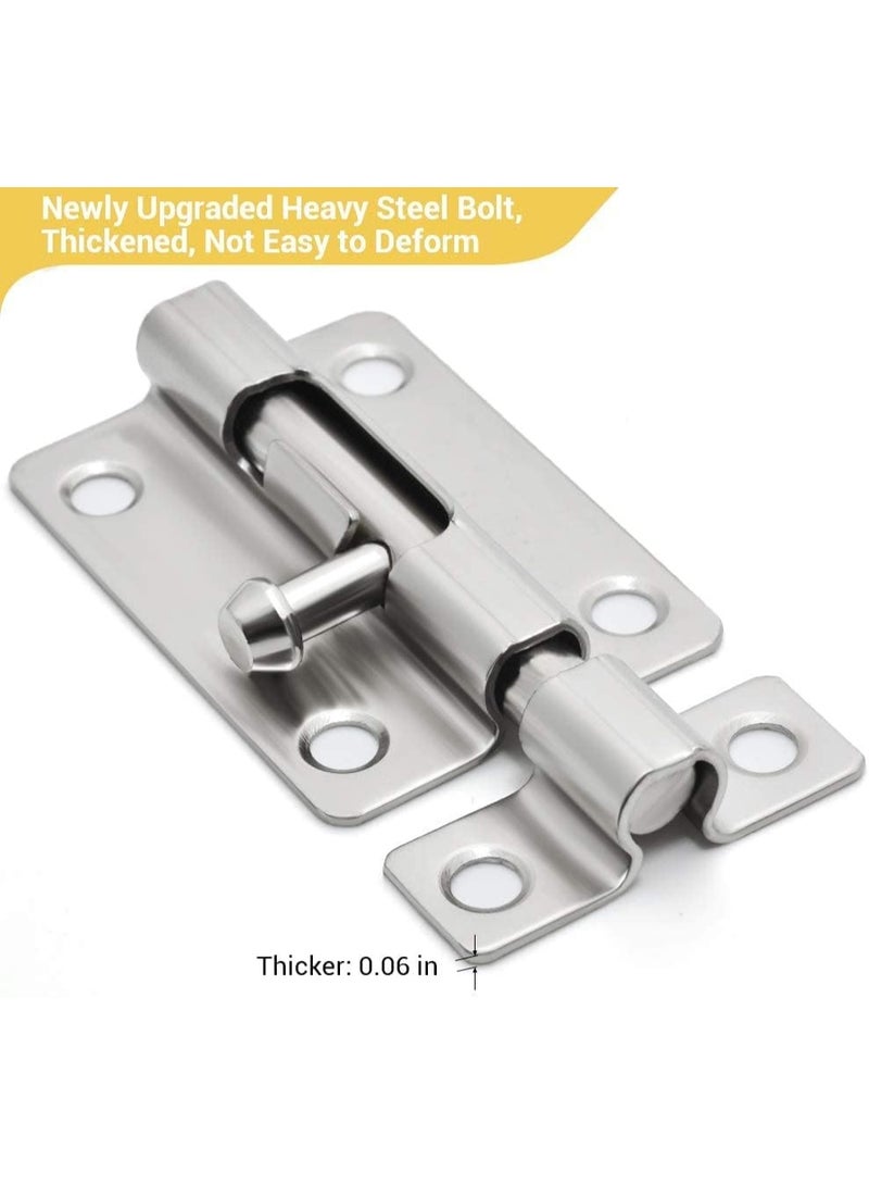 HZYH 2 Piece Stainless Steel Door Security Slide Latch Lock, Door Bolt Cylindrical Sliding Bolt, Latch Sliding Bolt, Suitable For All Types Of Inner Doors, 3 Inches - Image 4