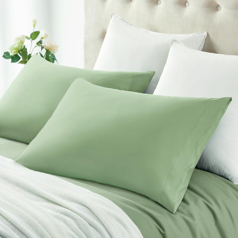 MILVOWOC 2Pcs Brushed Microfiber King Pillowcases - 20 x 36 Inch  Sage Green Pillow Case Set Non Slip Envelope Pillow Cover with Moisture Absorption and Anti-Wrinkle - Image 3