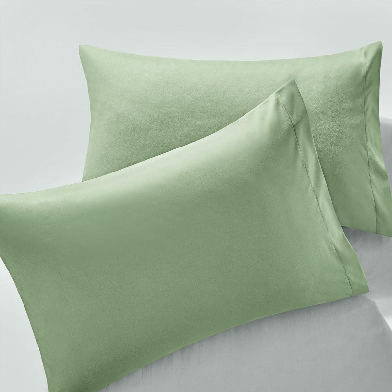MILVOWOC 2Pcs Brushed Microfiber King Pillowcases - 20 x 36 Inch  Sage Green Pillow Case Set Non Slip Envelope Pillow Cover with Moisture Absorption and Anti-Wrinkle - Image 1