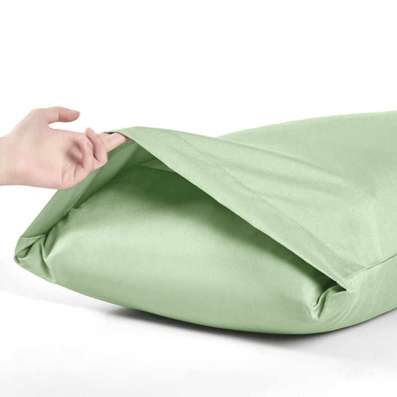 MILVOWOC 2Pcs Brushed Microfiber King Pillowcases - 20 x 36 Inch  Sage Green Pillow Case Set Non Slip Envelope Pillow Cover with Moisture Absorption and Anti-Wrinkle - Image 5