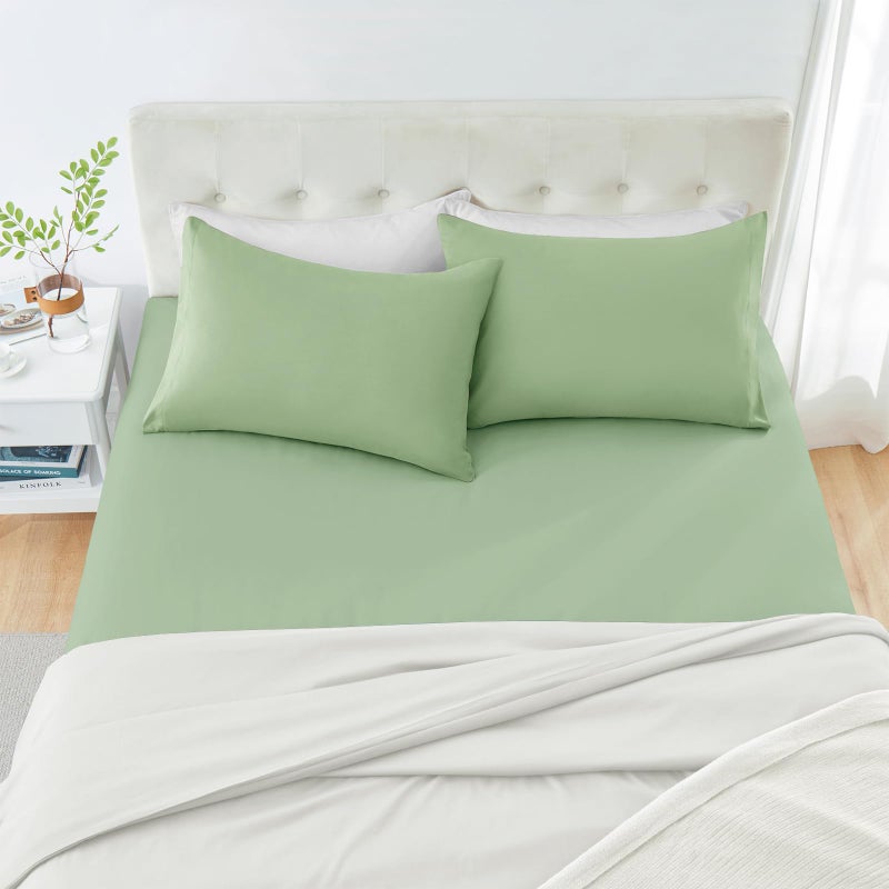MILVOWOC 2Pcs Brushed Microfiber King Pillowcases - 20 x 36 Inch  Sage Green Pillow Case Set Non Slip Envelope Pillow Cover with Moisture Absorption and Anti-Wrinkle - Image 4