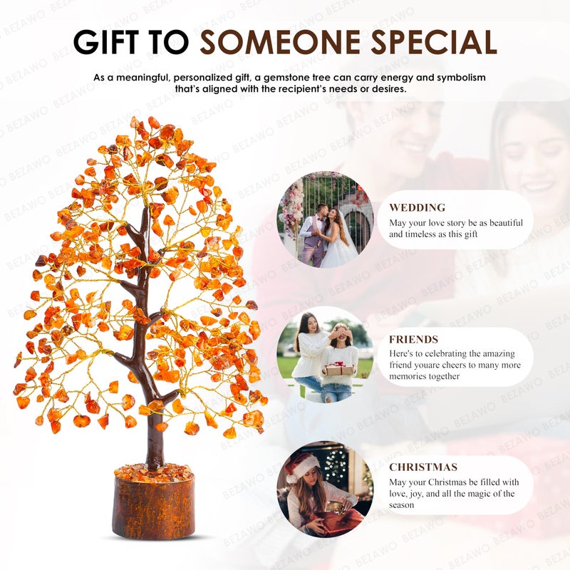 Crocon Carnelian Chakra Tree of Life - Crystal for Positive Energy, Handmade Gemstone Feng Shui Decor, Good Luck Money Tree Bonsai - Orange Healing Crystals for Sacral Chakra, Prosperity Gift - Image 3