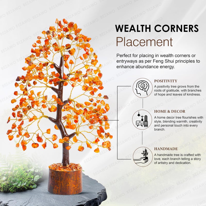 Crocon Carnelian Chakra Tree of Life - Crystal for Positive Energy, Handmade Gemstone Feng Shui Decor, Good Luck Money Tree Bonsai - Orange Healing Crystals for Sacral Chakra, Prosperity Gift - Image 4