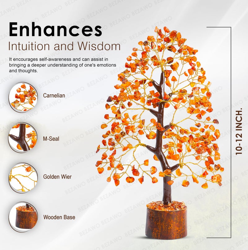 Crocon Carnelian Chakra Tree of Life - Crystal for Positive Energy, Handmade Gemstone Feng Shui Decor, Good Luck Money Tree Bonsai - Orange Healing Crystals for Sacral Chakra, Prosperity Gift - Image 2