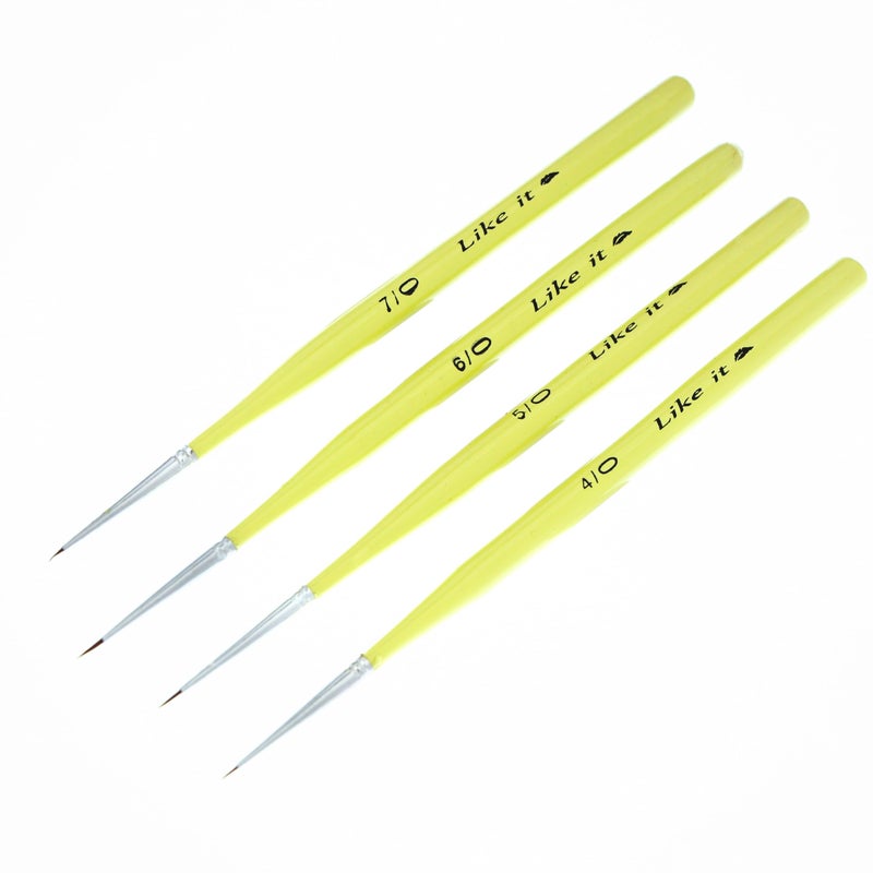 Like-It Like it Ultra Micro Spotter Set of 4 Kolinsky Synthetic Size 7/0 6/0 5/0 4/0 Spotter Detailer Micro Brushes - Image 2