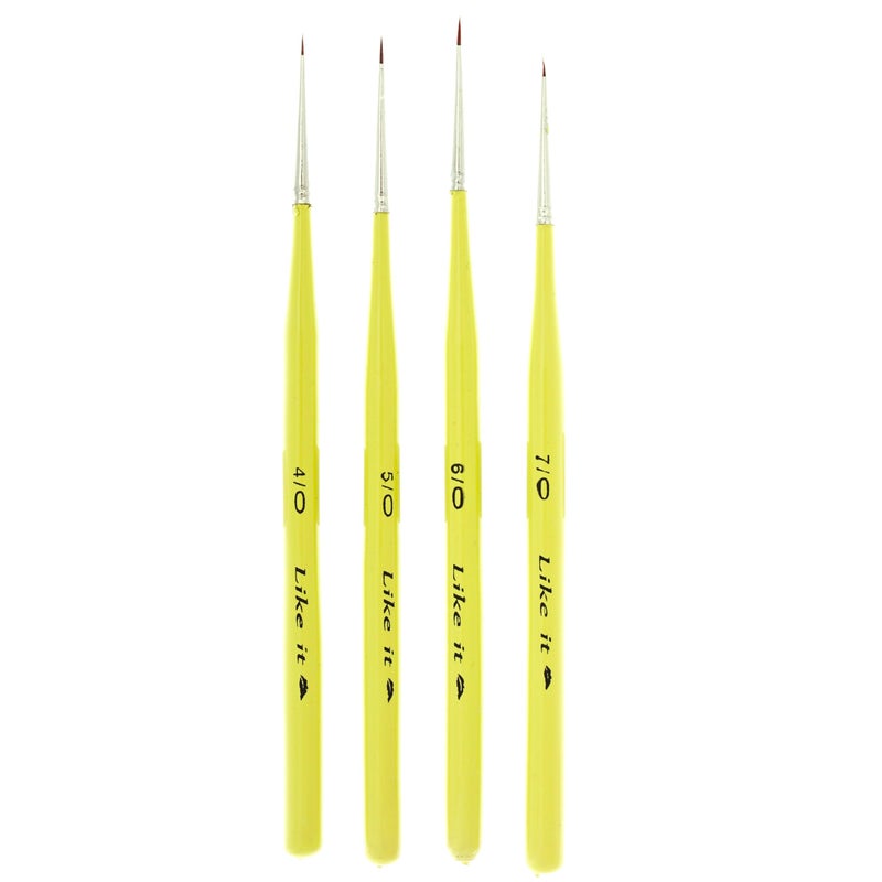 Like-It Like it Ultra Micro Spotter Set of 4 Kolinsky Synthetic Size 7/0 6/0 5/0 4/0 Spotter Detailer Micro Brushes - Image 4
