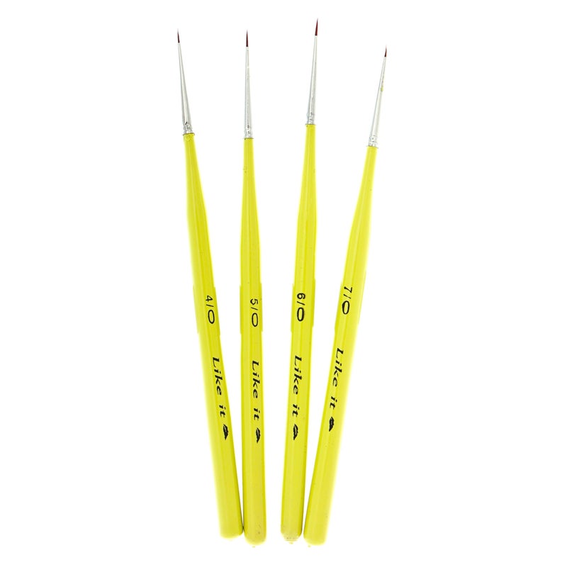 Like-It Like it Ultra Micro Spotter Set of 4 Kolinsky Synthetic Size 7/0 6/0 5/0 4/0 Spotter Detailer Micro Brushes - Image 1