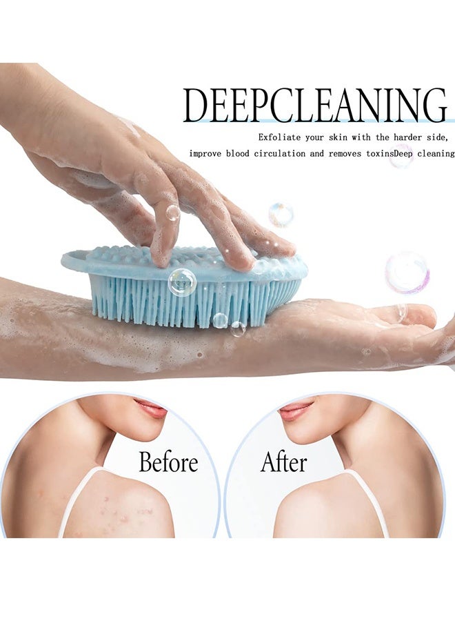 3 حزمة سيليكون الجسم المكرر ، فرشاة دش لطيفة و Loofah بديل ، سريع التجفيف ، النظافة ، BPA خالية من سيليكون الجسم المكرر للبشرة الحساسة ، الرجال والنساء (الأسود + الأزرق + الوردي) - Image 5