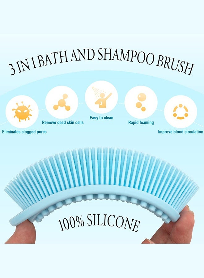 3 حزمة سيليكون الجسم المكرر ، فرشاة دش لطيفة و Loofah بديل ، سريع التجفيف ، النظافة ، BPA خالية من سيليكون الجسم المكرر للبشرة الحساسة ، الرجال والنساء (الأسود + الأزرق + الوردي) - Image 2