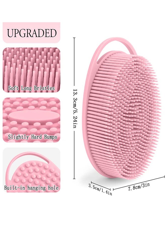 3 حزمة سيليكون الجسم المكرر ، فرشاة دش لطيفة و Loofah بديل ، سريع التجفيف ، النظافة ، BPA خالية من سيليكون الجسم المكرر للبشرة الحساسة ، الرجال والنساء (الأسود + الأزرق + الوردي) - Image 3