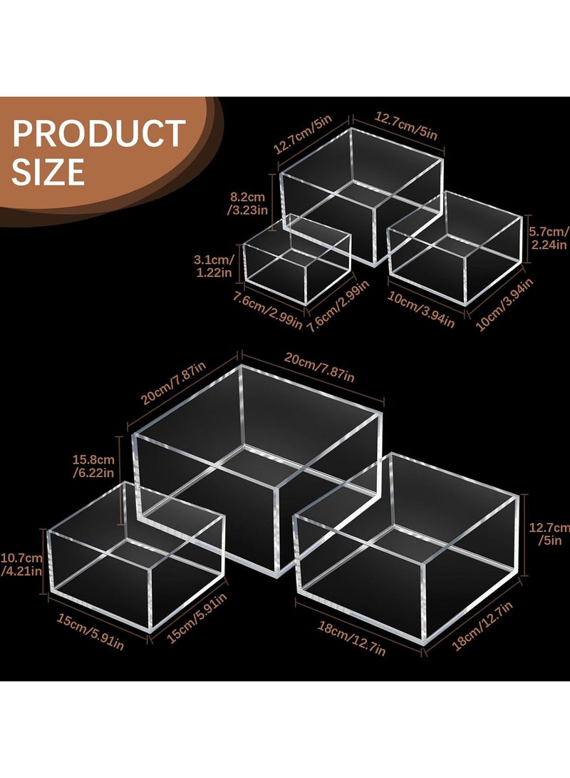 TPGP 6 Pack Acrylic Risers for Display Acrylic Cube Boxes Acrylic Risers Display Stands with Hollow Bottoms Acrylic Decorative Stand for Jewelry Display Candy Table Decor 6 Sizes (Clear) - Image 3