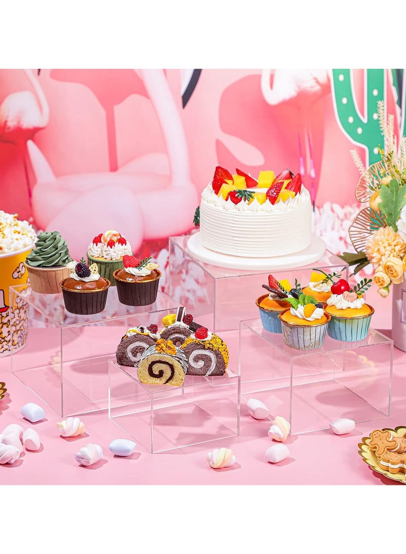 TPGP 6 Pack Acrylic Risers for Display Acrylic Cube Boxes Acrylic Risers Display Stands with Hollow Bottoms Acrylic Decorative Stand for Jewelry Display Candy Table Decor 6 Sizes (Clear) - Image 5