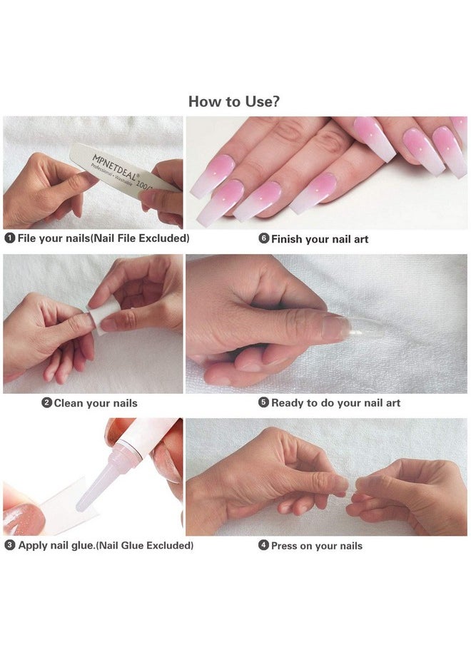 MPNETDEAL - 1000Pcs MPNETDEAL French False Nail Tips Fake Half Cover Artificial Acrylic Nails Extension Tips with Storage Box 10 Size for Nail Salon or Home Use by Mpnetdeal (Natural and Clear) - Image 1