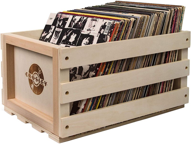 Crosley AC1004A-NA Record Storage Crate Holds Up to 75 Albums, Natural - Image 1