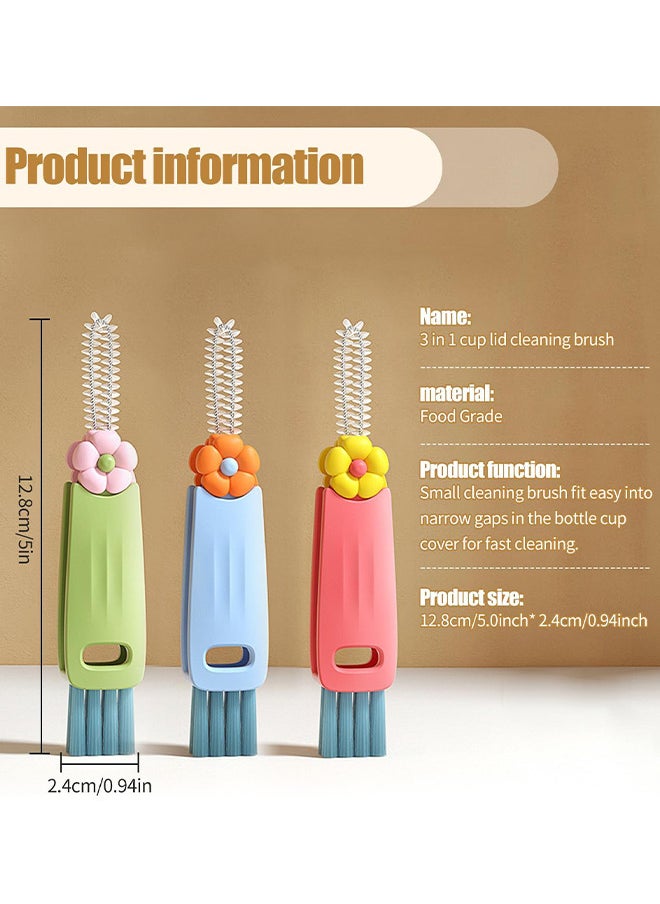 Generic 3 In 1 Multifunctional Cleaning Brush, 3PCS Cup Lid Crevice Cleaning Brush Portable Water Bottle Crevice Cleaning Brush Multipurpose Bottle Gap Cleaner Brush, Rotatable Cleaning Brush Cup Lid Cleaner  - Image 2