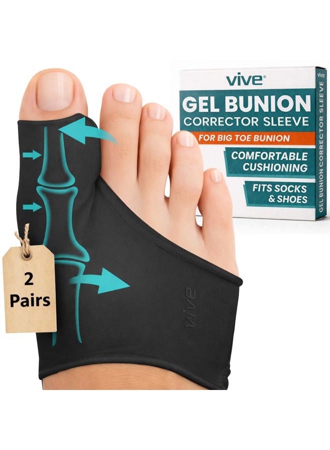 VIVESOLE Gel Bunion Corrector Sleeve for Women & Men - Big Toe Separator Cushion - Fix Bunions No Surgery, All Day Relief in Shoes - Injured Foot Correction Orthopedic Protector Pad (Black, Medium) - Image 1