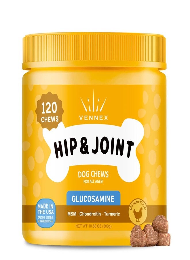 VENNEX Hip and Joint Supplement for Dogs Advanced Pain Relief Care Support Glucosamine Chondroitin Turmeric MSM Vitamin E&C Multivitamin Inflammation and Cartillage Care Mobility Bone Support 120 Chews - Image 1