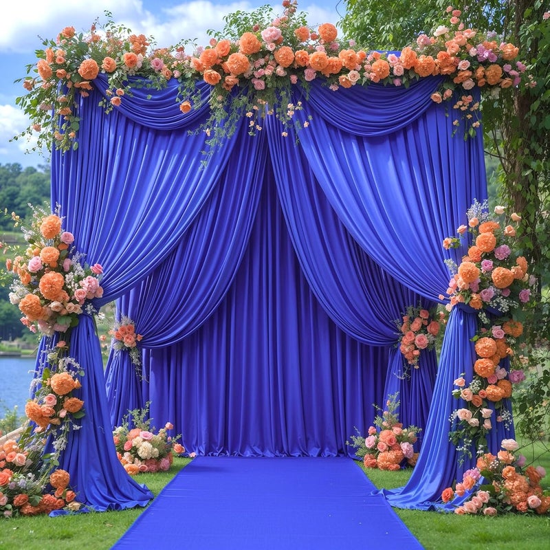 PARTISKY 16x10FT Royal Blue Backdrop Curtains for Wedding Parties, Wrinkle Free Polyester Photography Backdrop Drapes for Wedding Baby Shower Birthday Parties Stage Background Stand Decorations 4x10ft,4 Panels - Image 4