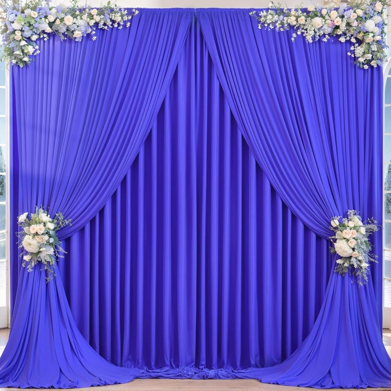 PARTISKY 16x10FT Royal Blue Backdrop Curtains for Wedding Parties, Wrinkle Free Polyester Photography Backdrop Drapes for Wedding Baby Shower Birthday Parties Stage Background Stand Decorations 4x10ft,4 Panels - Image 1