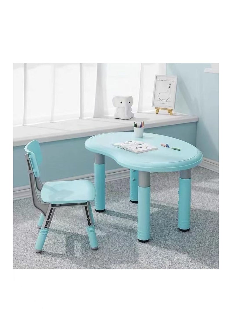 HAOWINS-PAN Classic Multi Functional Children Kids Study Table/Dining Table and Chair Set with Height Adjustment (Blue) - Image 1