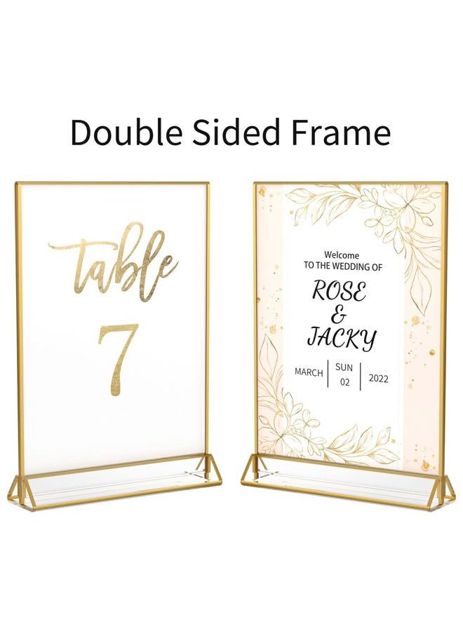 NIUBEE 6Pack 4 x 6 Clear Acrylic Sign Holder with Gold Borders and Vertical Stand, Double Sided Table Menu Holders Picture Frames for Wedding Table Numbers, Restaurant Signs, Photos and Art Display - Image 4