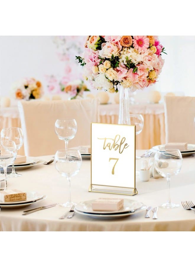 NIUBEE 6Pack 4 x 6 Clear Acrylic Sign Holder with Gold Borders and Vertical Stand, Double Sided Table Menu Holders Picture Frames for Wedding Table Numbers, Restaurant Signs, Photos and Art Display - Image 3