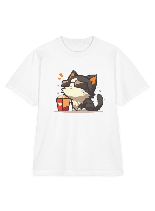 The Pet Movement Cotton Shirt | Relaxed Fit | Crew Neck | Heavy Duty Fabric | Soft, Breathable Fabric, Everyday, all season, Trendy| T-shirt | Pet Lover,  Cat My Food White Shirt - Image 1
