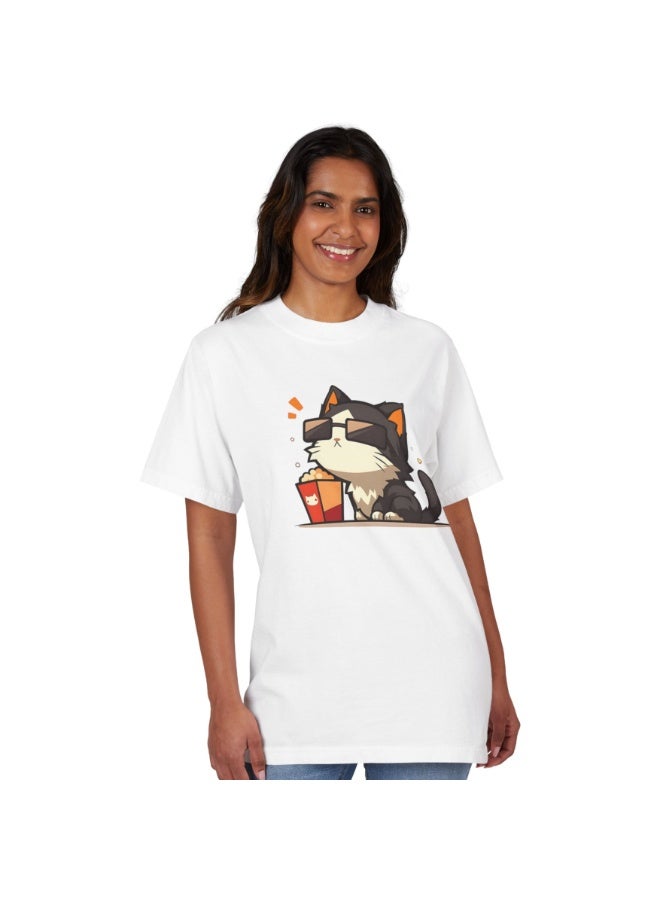 The Pet Movement Cotton Shirt | Relaxed Fit | Crew Neck | Heavy Duty Fabric | Soft, Breathable Fabric, Everyday, all season, Trendy| T-shirt | Pet Lover,  Cat My Food White Shirt - Image 2