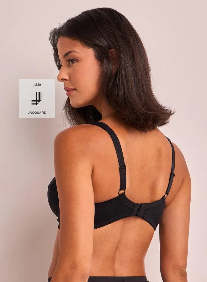 Splash FAV Jacquard Textured Non Wired Soft Bra with Adjustable Straps