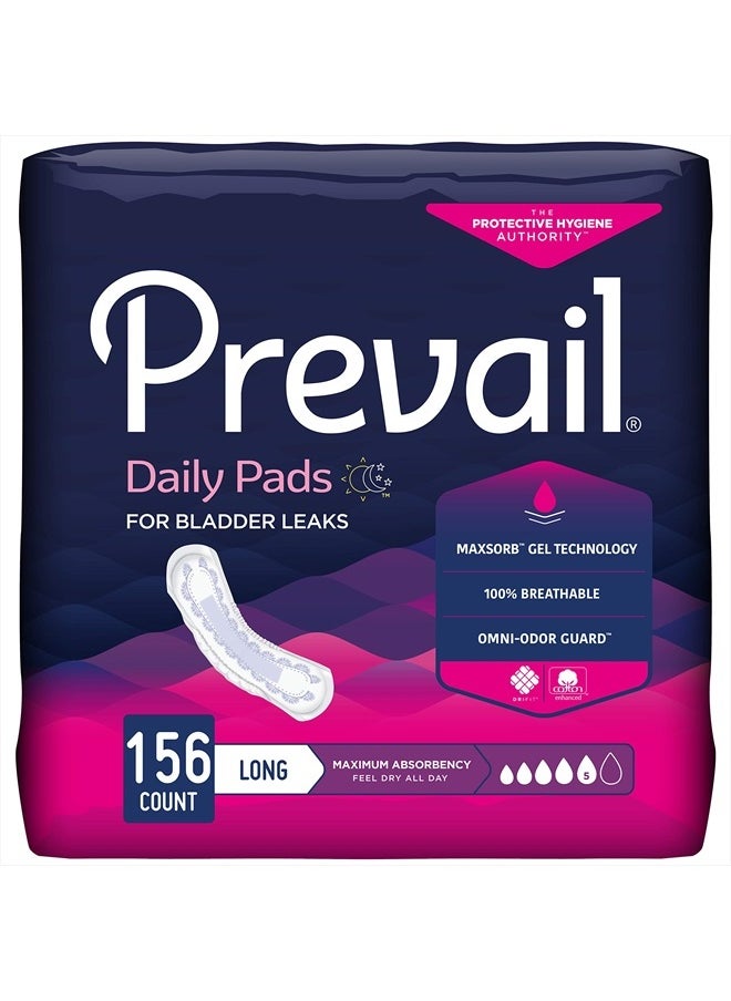 Prevail Incontinence Bladder Control Pads for Women, Maximum Absorbency, Long Length, 39 Count (Pack of 4)  - Image 1