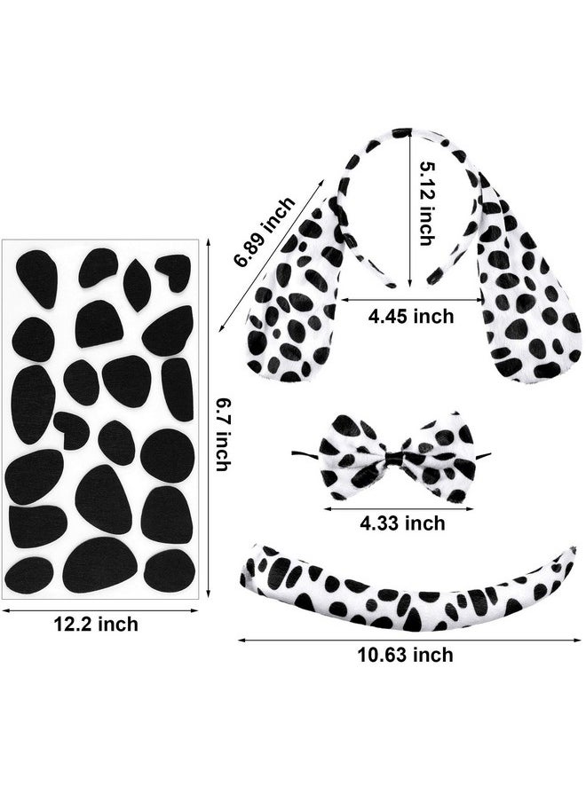 WILLBOND WILLBOND Dalmatian Dog Ear Headband, Bow Tie, Tail Set with 4 Sheets Adhesive Felt Circles Felt Pads for Halloween DIY Projects Costume Party Decorations Supplies  - Image 1