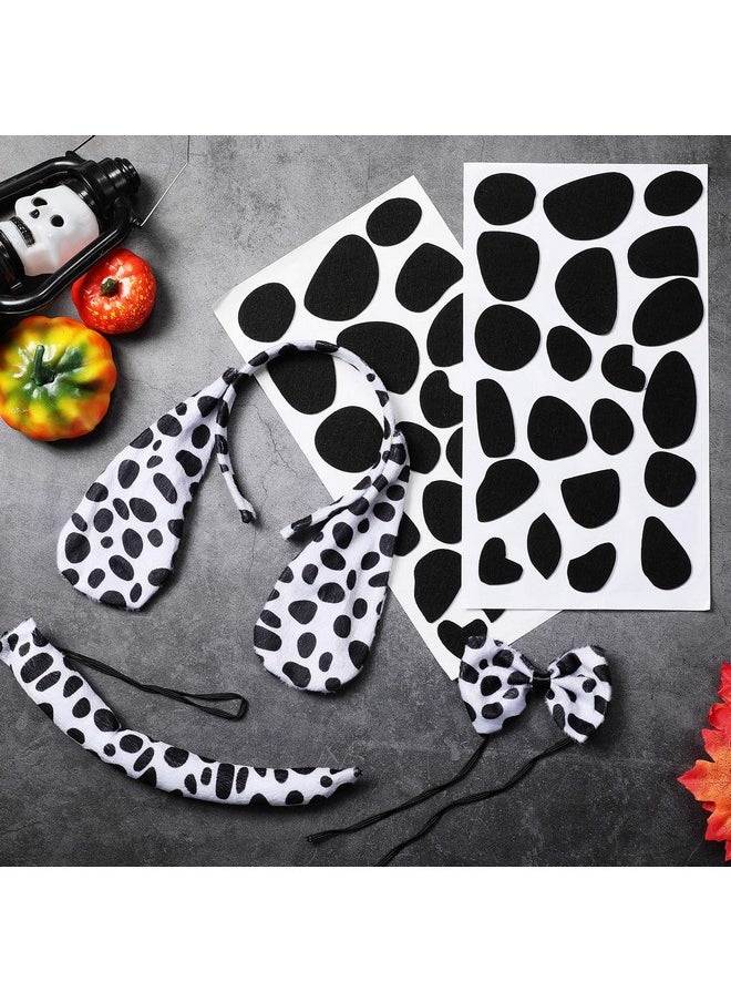 WILLBOND WILLBOND Dalmatian Dog Ear Headband, Bow Tie, Tail Set with 4 Sheets Adhesive Felt Circles Felt Pads for Halloween DIY Projects Costume Party Decorations Supplies  - Image 2