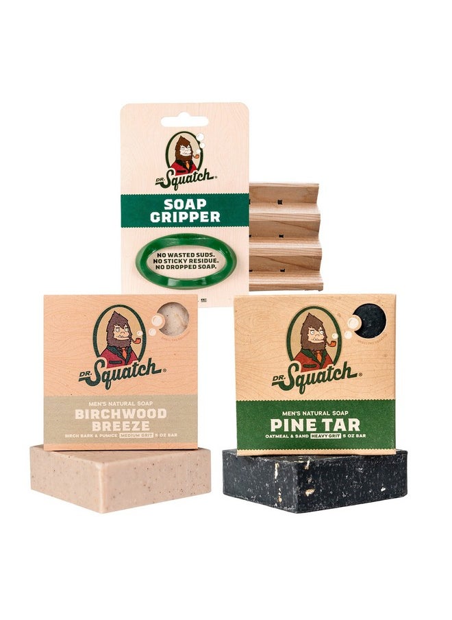 Dr. Squatch - Dr. Squatch Basic Squatch Forest Pack - Pine Tar and Birchwood Breeze - Handmade Bar Soap With Organic Oils, Soap Gripper and Saver - Image 1