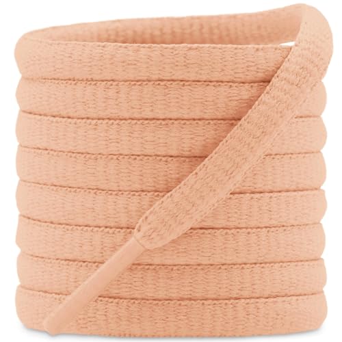 DELELE 2Pair Oval Shoes laces 42 Colors Half Round 1/4" Athletic ShoeLaces for Sport/Running Shoes Shoe Strings Light Orange -45 inch - Image 1