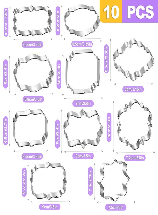 ZeriLion 10 Pcs Plaque Frame Cookie Cutters Set Stainless Steel Geometric Shape Cutters for Sugar Cookies Fondant Biscuit Baking - Image 2