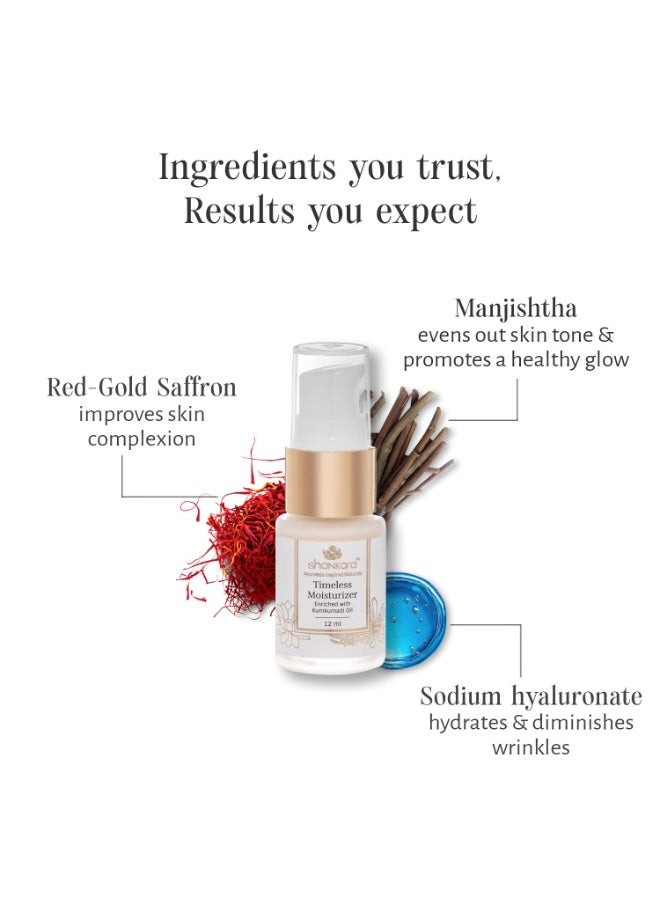 Shankara Timeless Moisturizer Lotion With the Goodness of Saffron, Lotus and Vitamin C For All Skin Types (12 ML) - Image 3