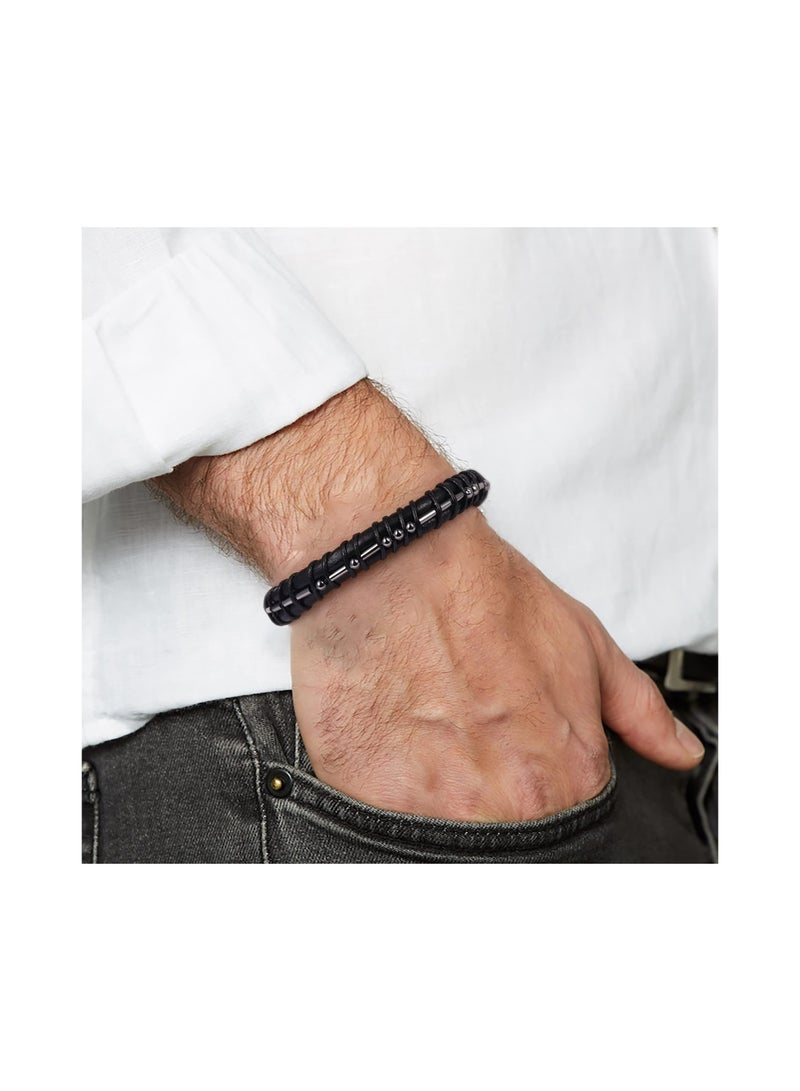 Captaintech Code Bracelets Fathers Day Gifts, Mens Bracelets Birthday Annivesary Gifts Boys Graduation, Adjustable Black Leather Bracelets, Unique Funny Fathers Day Birthday Gifts for Him - Image 3