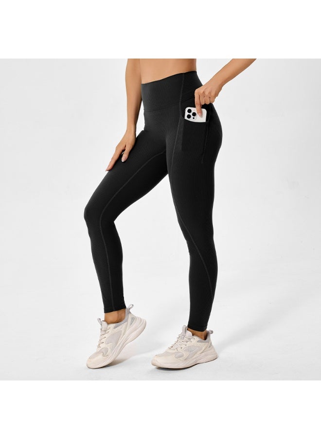 Women Seamless Leggings with Pockets High Waist Tummy Control Fitness Tights  Butt Lifting Outdoors Running Leggings  - Image 1