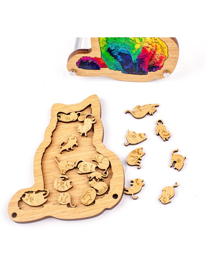 لغز Little Rainbow Cat يدعم الألغاز الخشبية الصغيرة للانفجارات المتخصصة - اللون: قشرة قوس قزح Cat - Image 4