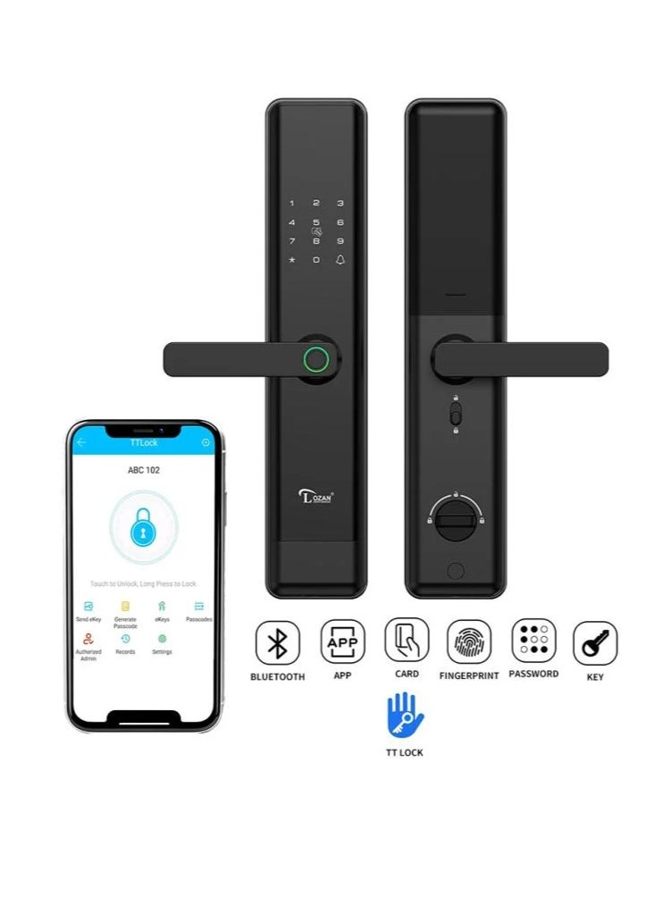 Lozan LOZAN Smart Door Lock – Standard Size Digital Handle | Unlock via Fingerprint, PIN Code, Bluetooth, and Mechanical Key | Smart WiFi Remote Access via TTLock App | High-Security Design for Wooden & Metal Doors | Sleek Look with 2-Year Platinum Warranty  - Image 5