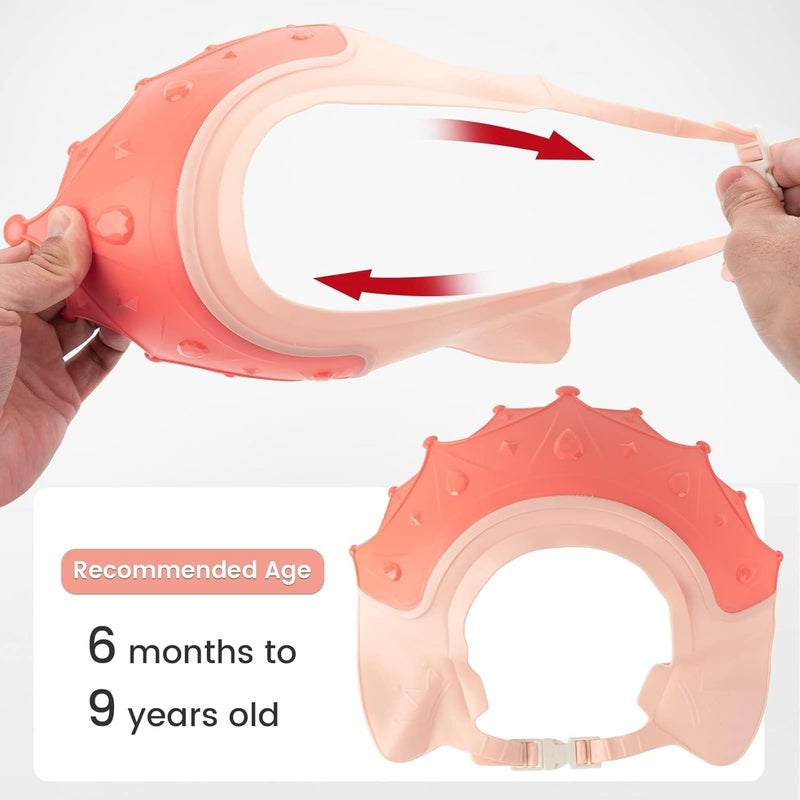 FUNUPUP Baby Shower Cap for Kids Adjustable Toddler Hair Washing Shield Bathing Cap Baby Shower Visor Shampoo Cap Crown Pink - Image 4