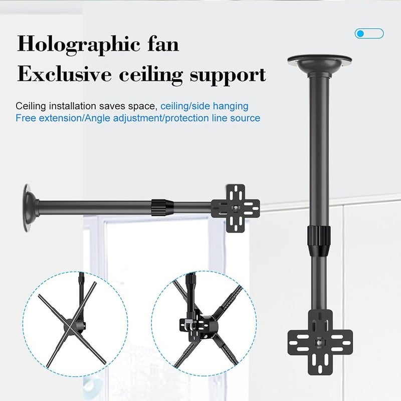 Agatige 3D Hologram Fan Stand with Base Adjustable 15 5 to 24 Inches Ceiling Mount Bracket - Image 5