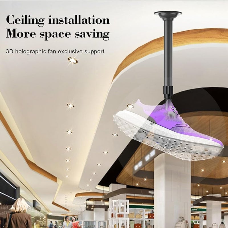 Agatige 3D Hologram Fan Stand with Base Adjustable 15 5 to 24 Inches Ceiling Mount Bracket - Image 1