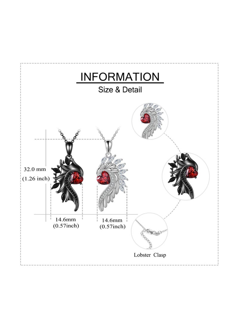 Luckam قلادة الأزواج الملائكية والشيطانية من الفضة الإسترلينية، قلادة متطابقة له ولها، رمز القلب للحب، هدايا مجوهرات الأزواج لها وله - Image 5