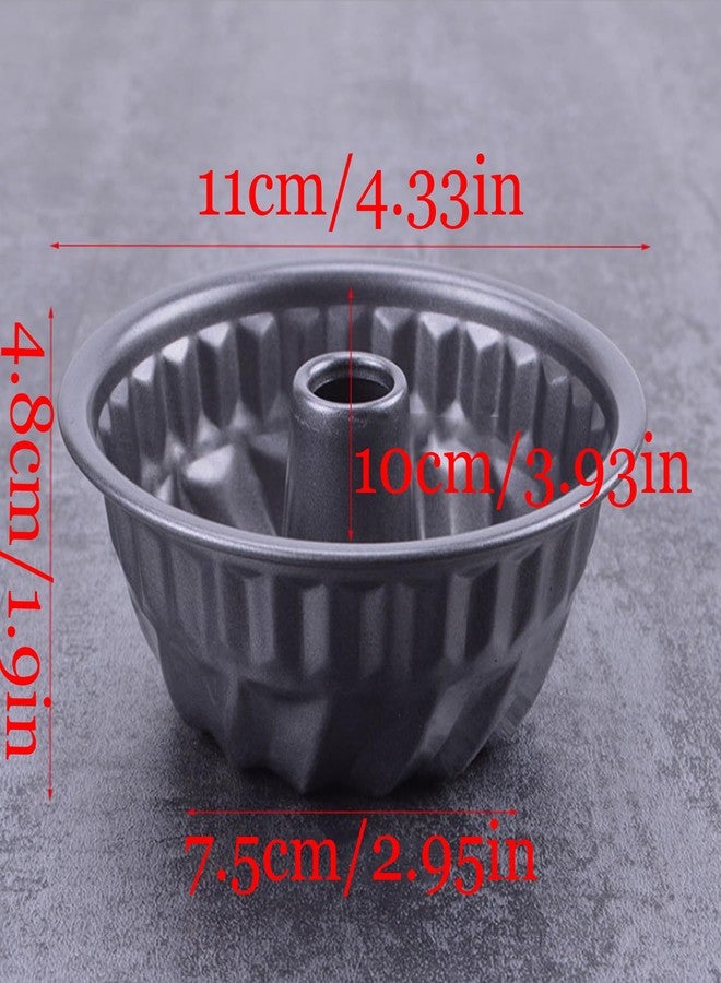 MGGi 4 Pack Fluted Cake Pan, 4 inch Mini Cake Pan Set, Carbon Steel Reusable Nonstick Small Baking Cup Mold Round Bakeware for Kugelhopf, Cake, Brownie, Jello, Bavarois - Black - Image 2